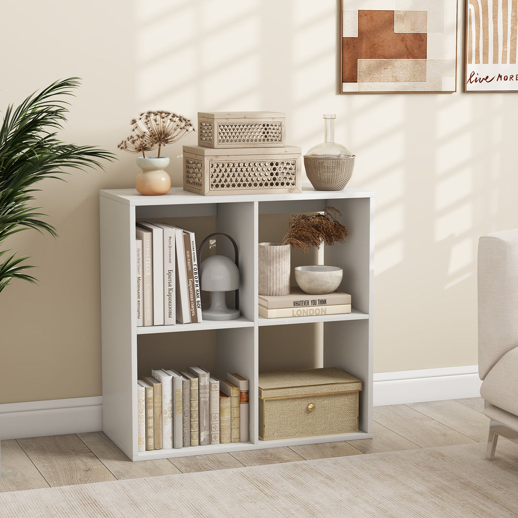 4-Cube Bookshelf Storage Organizer - White