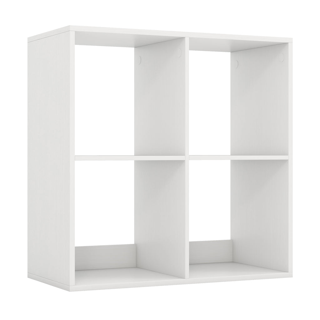 2 Cube Bookshelf with Back Guardrail - White