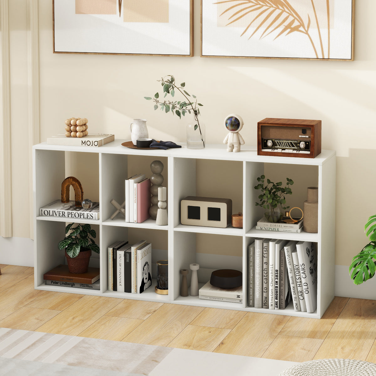 4-Cube Bookshelf Storage Organizer - White