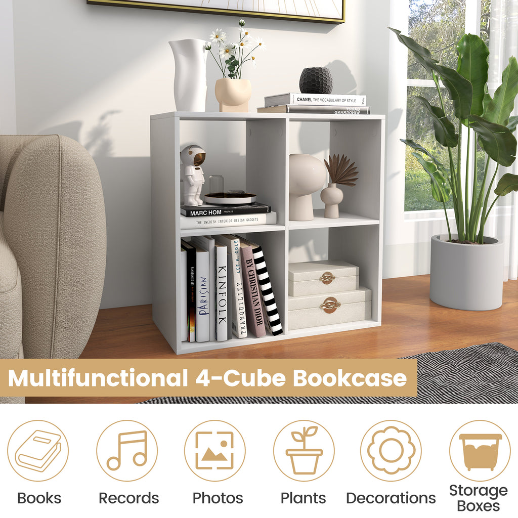 4-Cube Bookshelf Storage Organizer - White