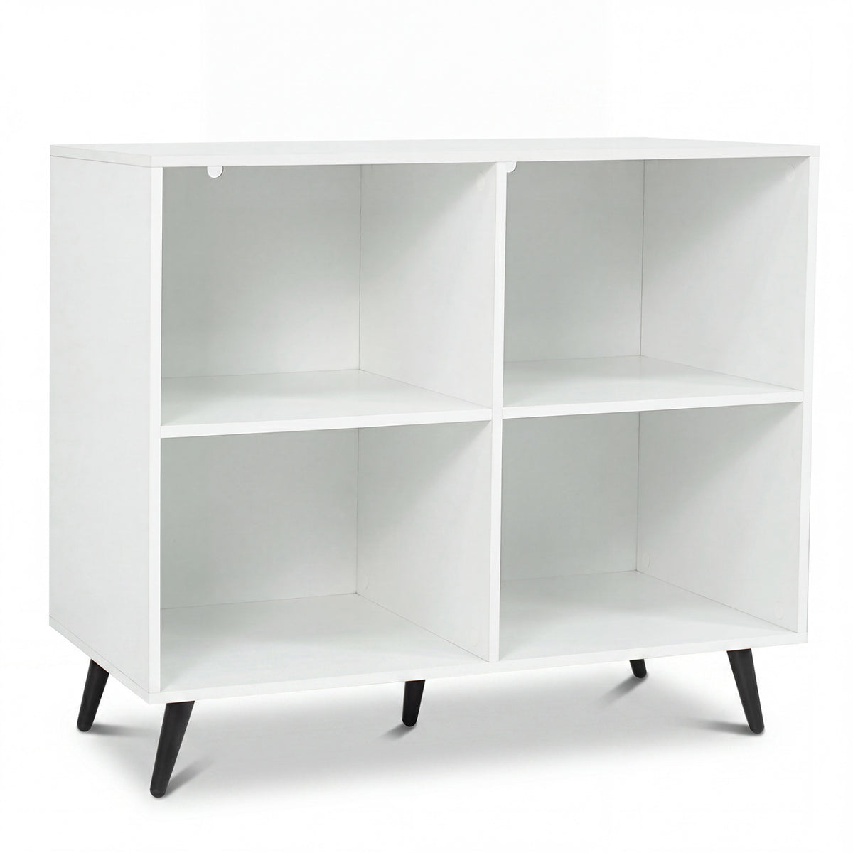 4-Cube Wooden Bookshelf Bookcase with 5 Metal Legs for Home
