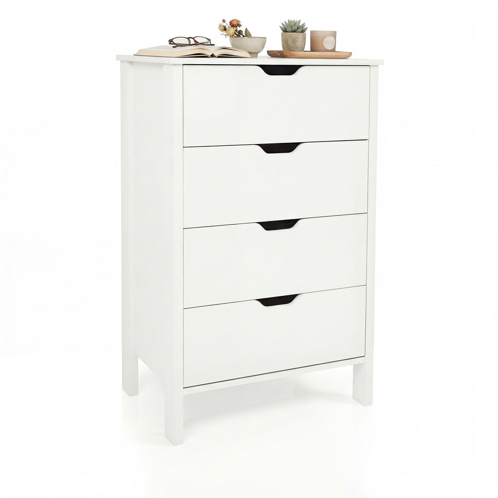 4-Drawer Dresser Wooden Nightstand - White