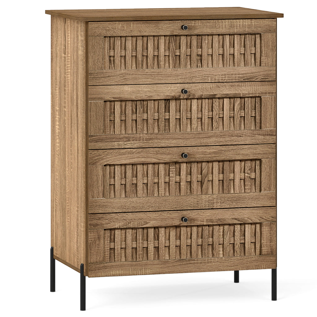 4-Drawer Dresser with Metal Legs - Oak