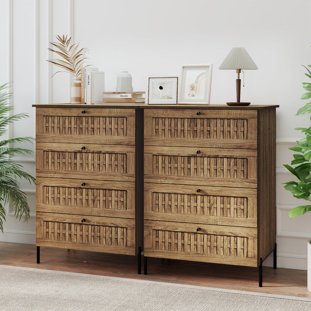 4-Drawer Dresser with Metal Legs - Oak