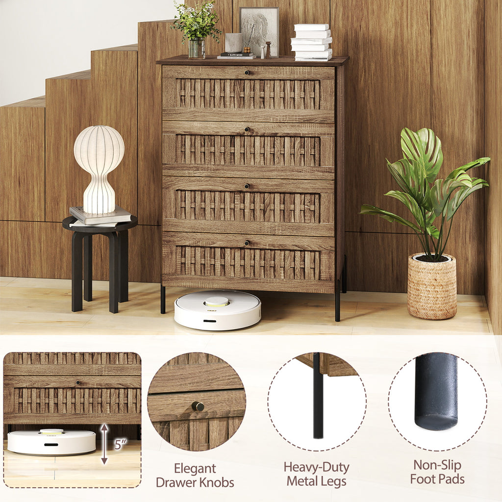 4-Drawer Dresser with Metal Legs - Oak