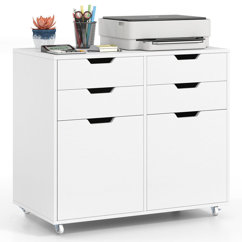 4-Drawer File Cabinet with Wheels - White & 2 Cabinets