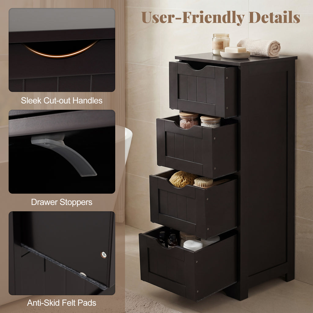 4-Drawer Freestanding Floor Cabinet, Dark Brown