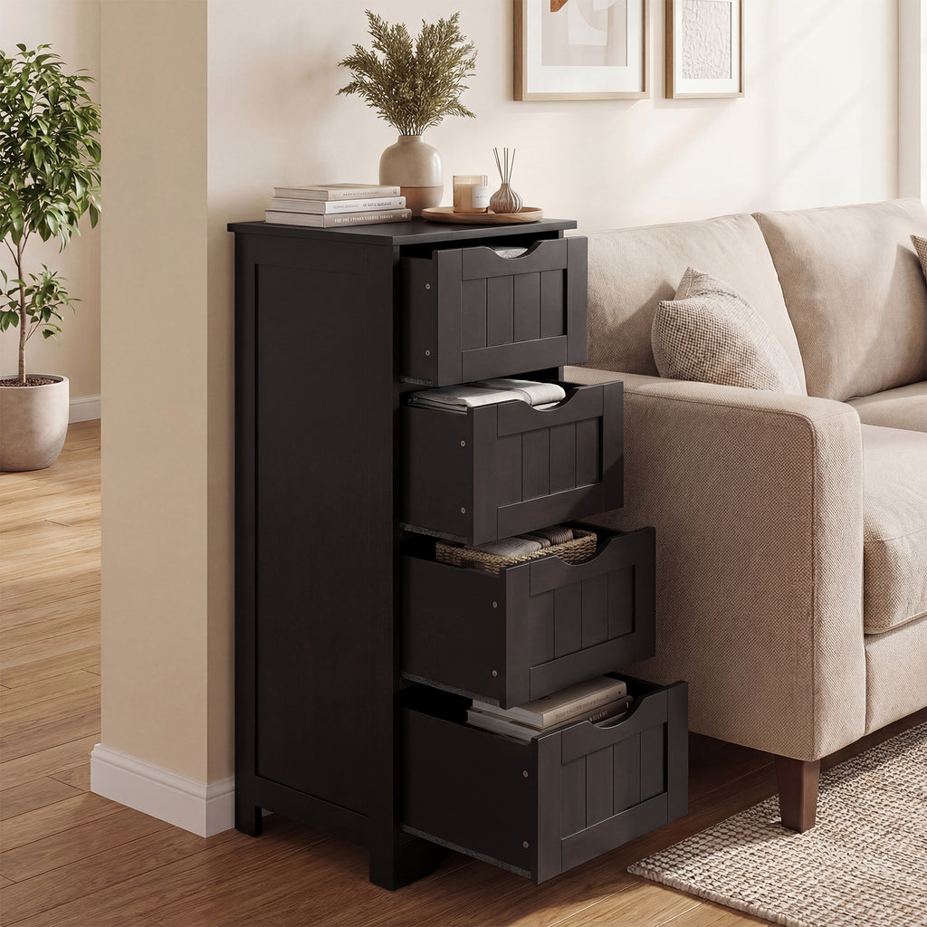 4-Drawer Freestanding Floor Cabinet, Dark Brown