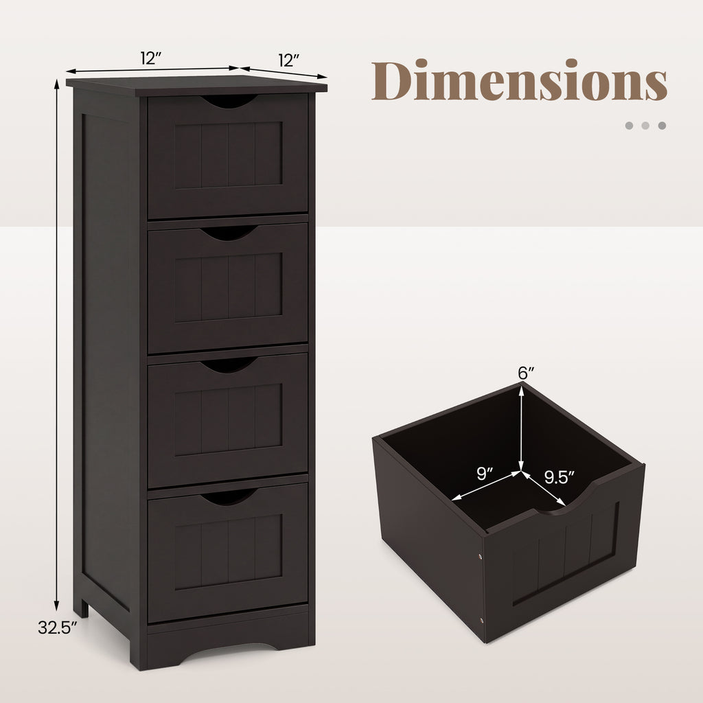 4-Drawer Freestanding Floor Cabinet, Dark Brown