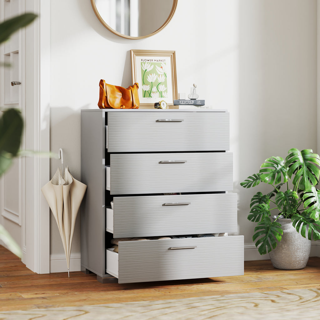 4 Drawer Storage Cabinet with Metal Legs - Gray