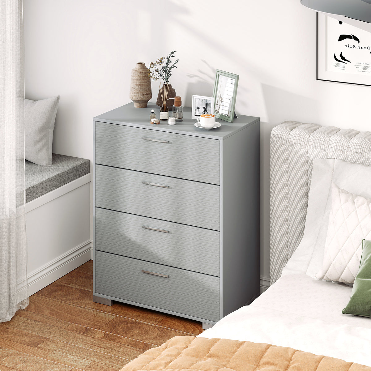 4 Drawer Storage Cabinet with Metal Legs - Gray