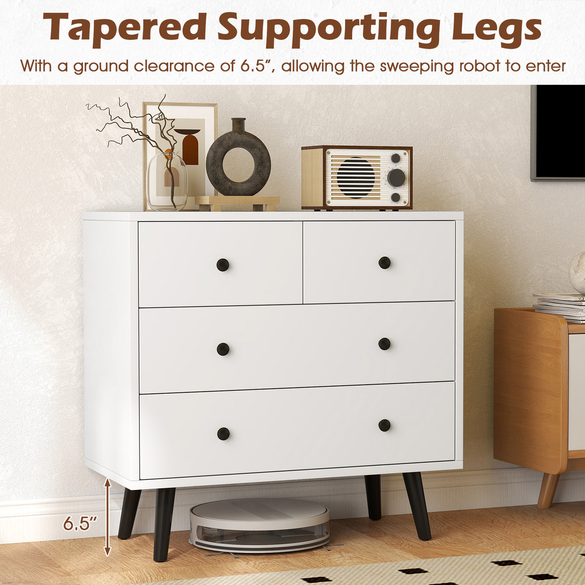 4-Drawer Dresser Chest White