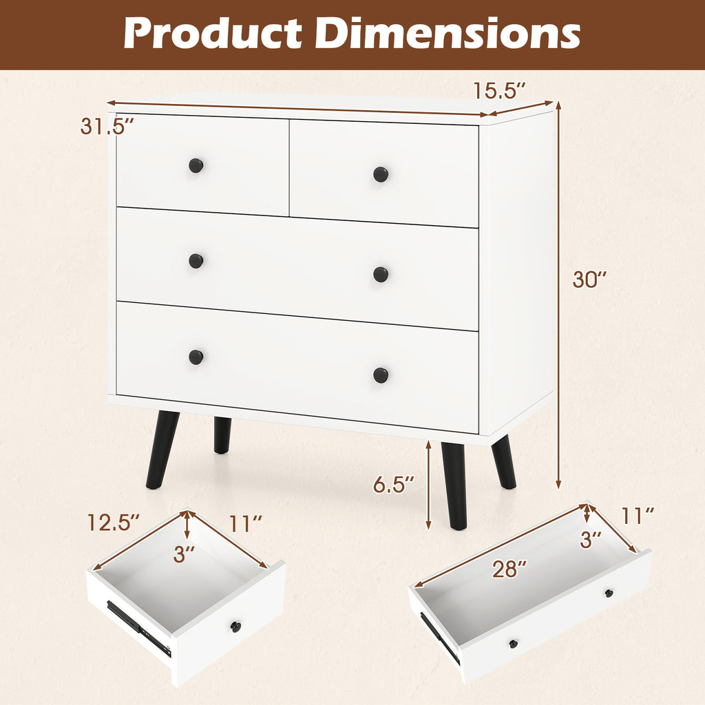 4-Drawer Dresser Chest White