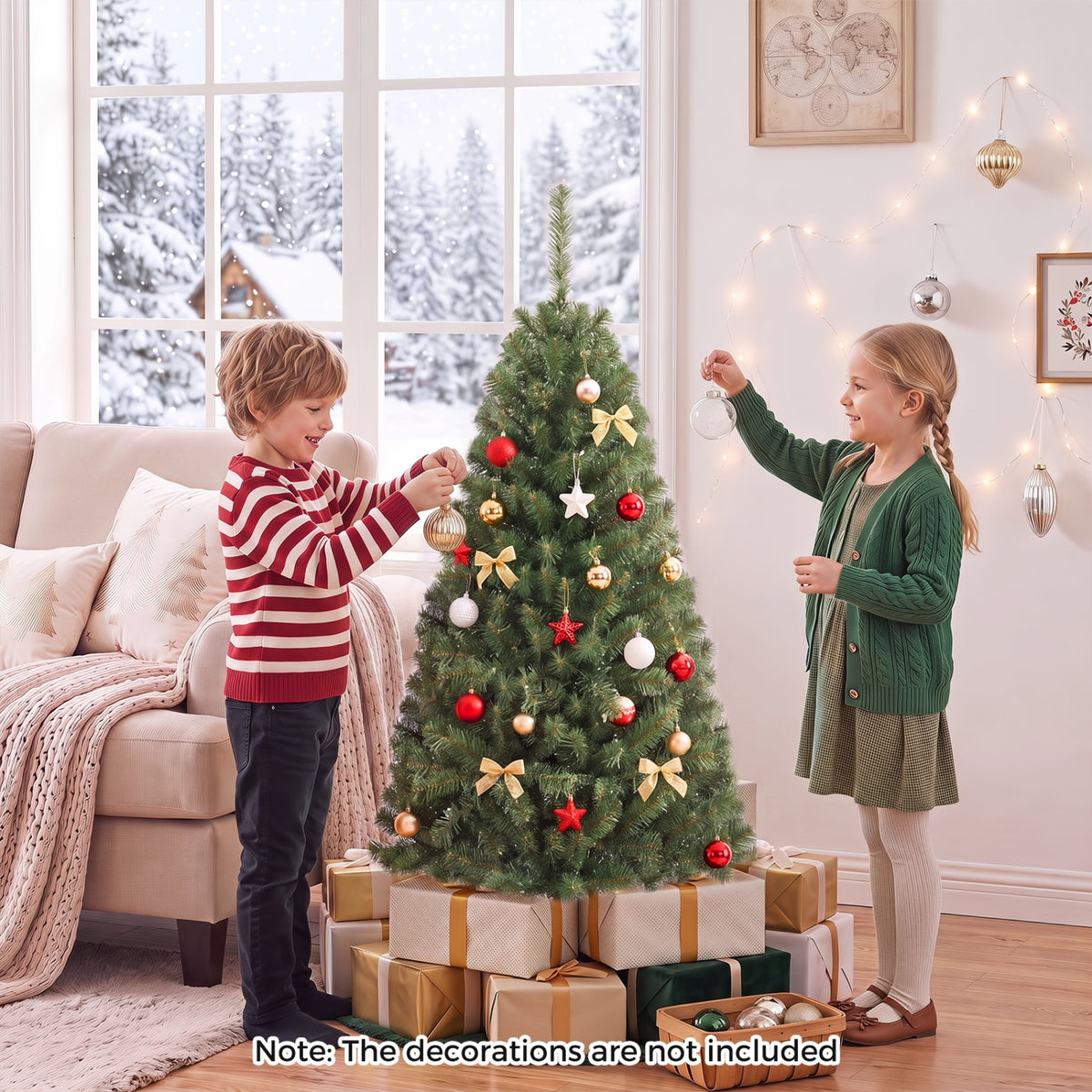 Artificial Christmas Tree with 2 Lighting Colors - 4 Ft, Foldable Metal Stand, 2128 Tips