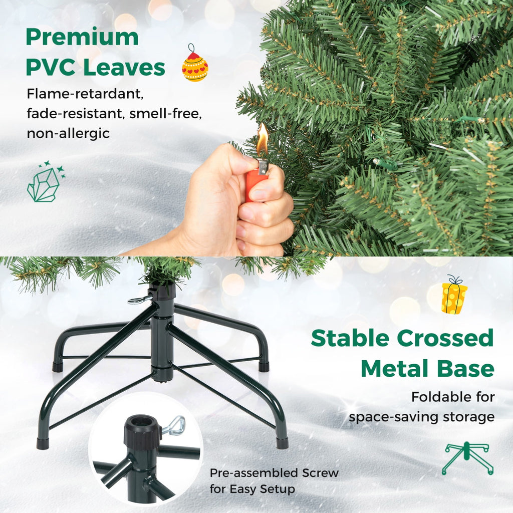 Artificial Christmas Tree with 2 Lighting Colors - 4 Ft, Foldable Metal Stand, 2128 Tips