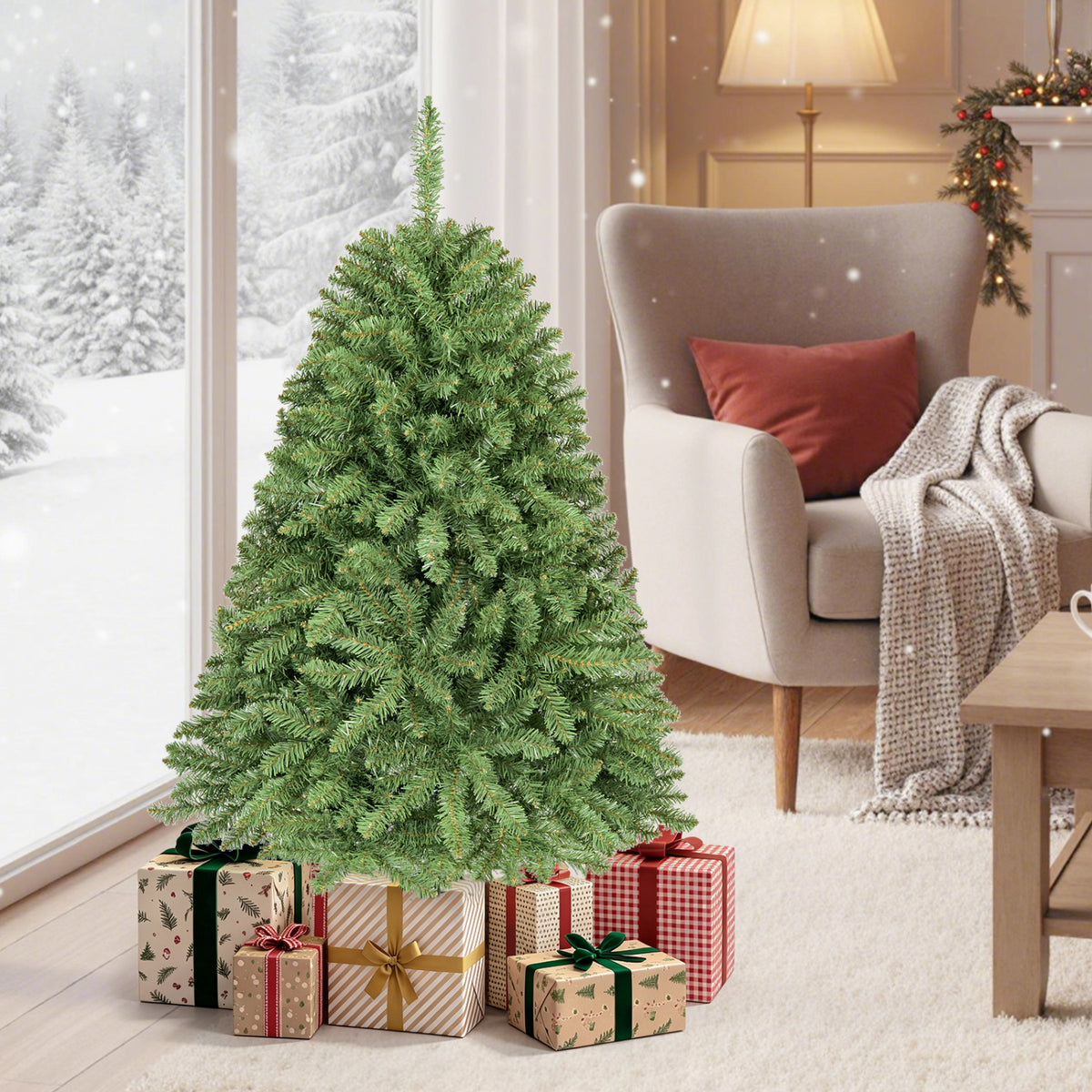 Artificial Christmas Tree with Hinges, 4/6/6.5/7.5/9/10 FT, Easy Setup Variation of THIS listing