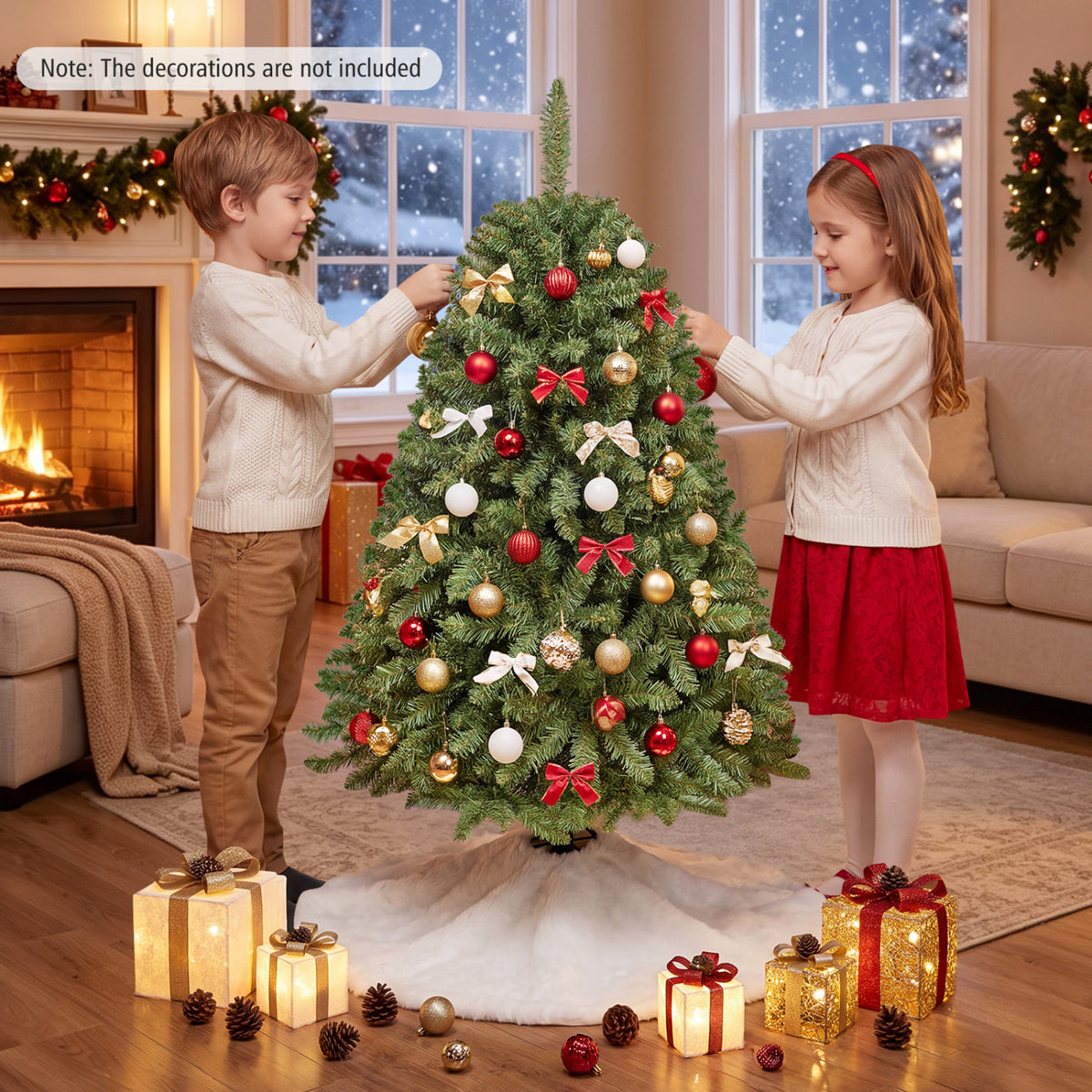 Artificial Christmas Tree with Hinges, 4/6/6.5/7.5/9/10 FT, Easy Setup Variation of THIS listing