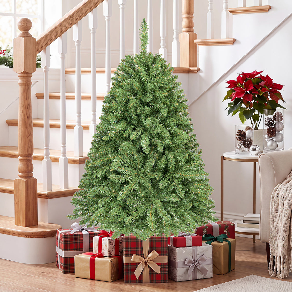 Artificial Christmas Tree with Hinges, 4/6/6.5/7.5/9/10 FT, Easy Setup Variation of THIS listing