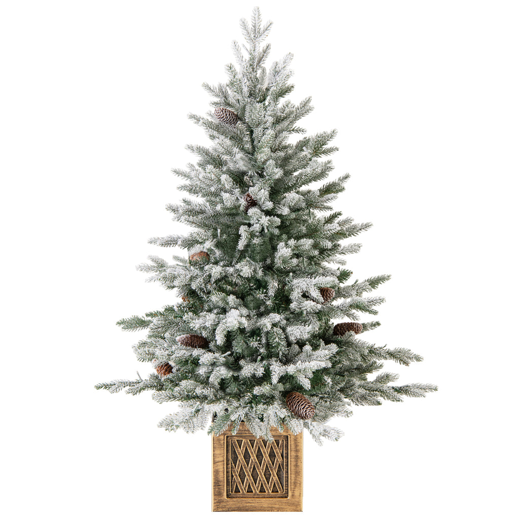 Pre-lit Artificial Christmas Tree with 100 LED Lights and Snow-Flocked Branches