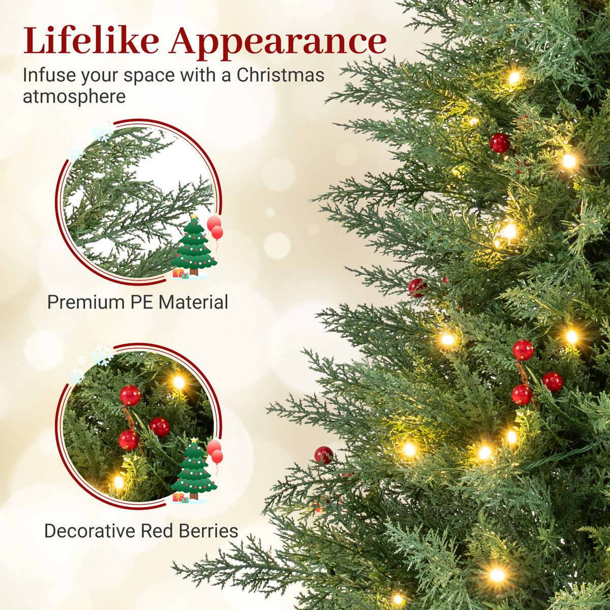 Pre-lit Christmas Tree Set with 70 Warm White LED Lights - 2 Pack, 4FT