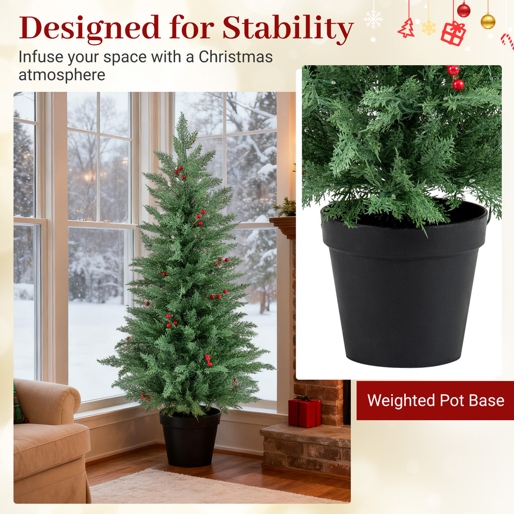 Pre-lit Christmas Tree Set with 70 Warm White LED Lights - 2 Pack, 4FT
