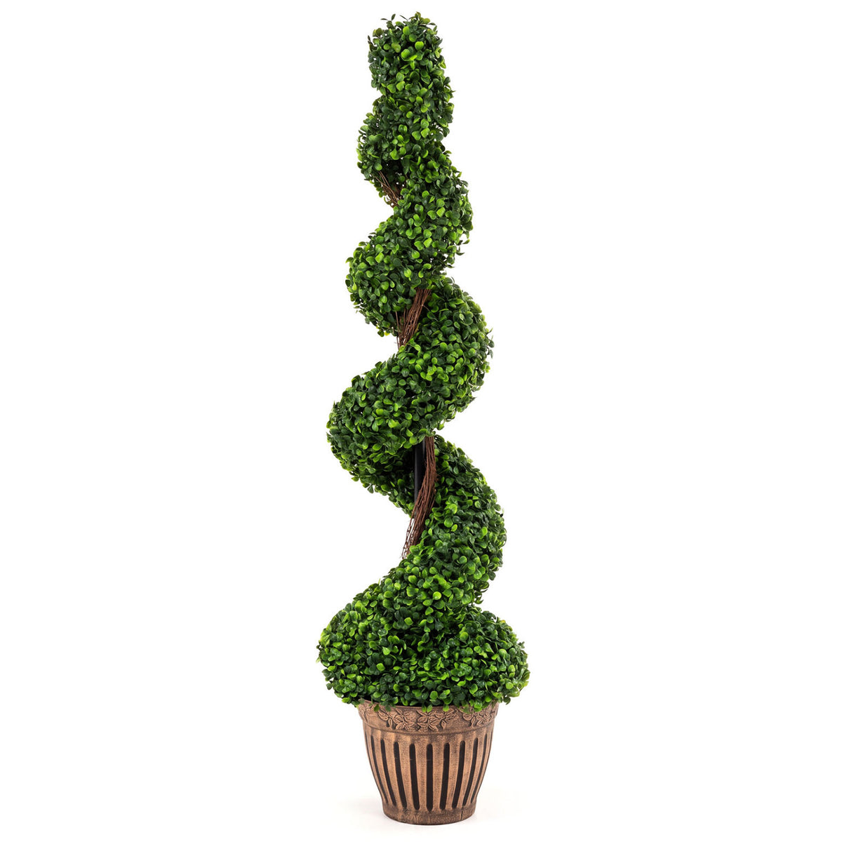 Artificial Spiral Boxwood Tree with Green Leaves - 4 Feet Indoor Outdoor Decor - Variation: Green Leaves, 1 Pack