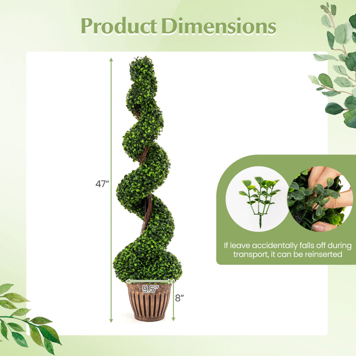 Artificial Spiral Boxwood Tree with Green Leaves - 4 Feet Indoor Outdoor Decor - Variation: Green Leaves, 1 Pack