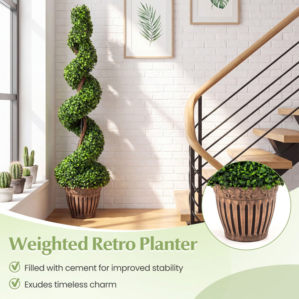 Artificial Spiral Boxwood Tree with Green Leaves - 4 Feet Indoor Outdoor Decor - Variation: Green Leaves, 1 Pack
