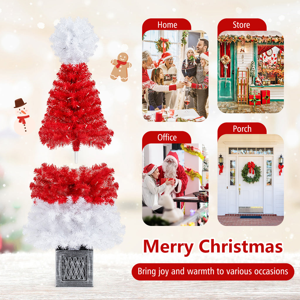 Set of 2 Artificial Christmas Trees 4 Feet with 300 Tips & 100 LED Lights