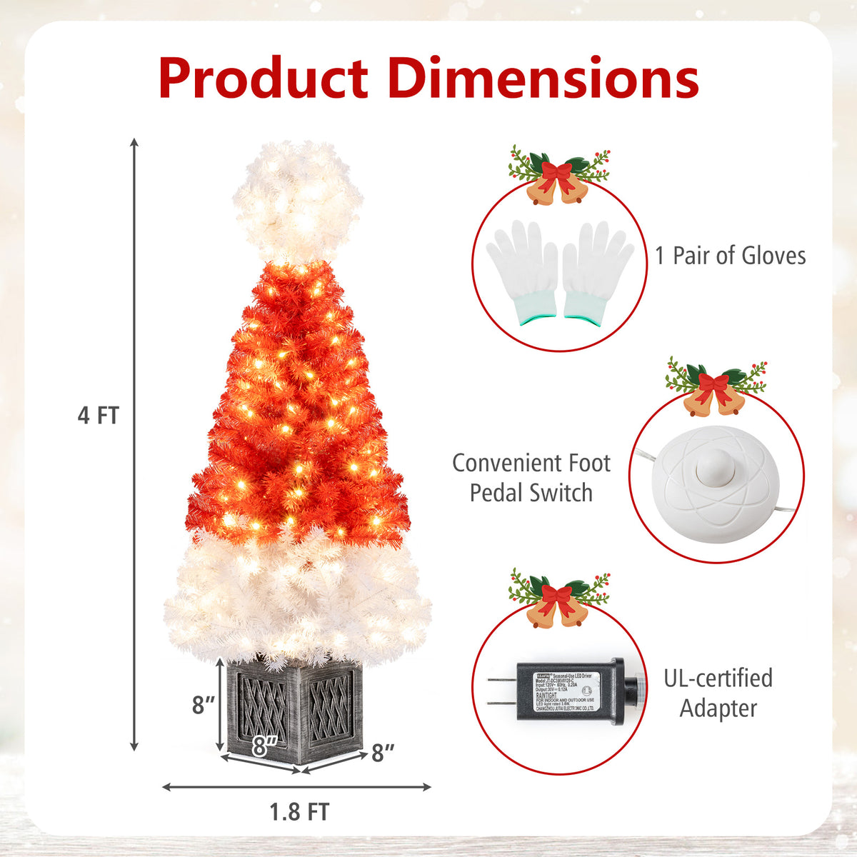Set of 2 Artificial Christmas Trees 4 Feet with 300 Tips & 100 LED Lights
