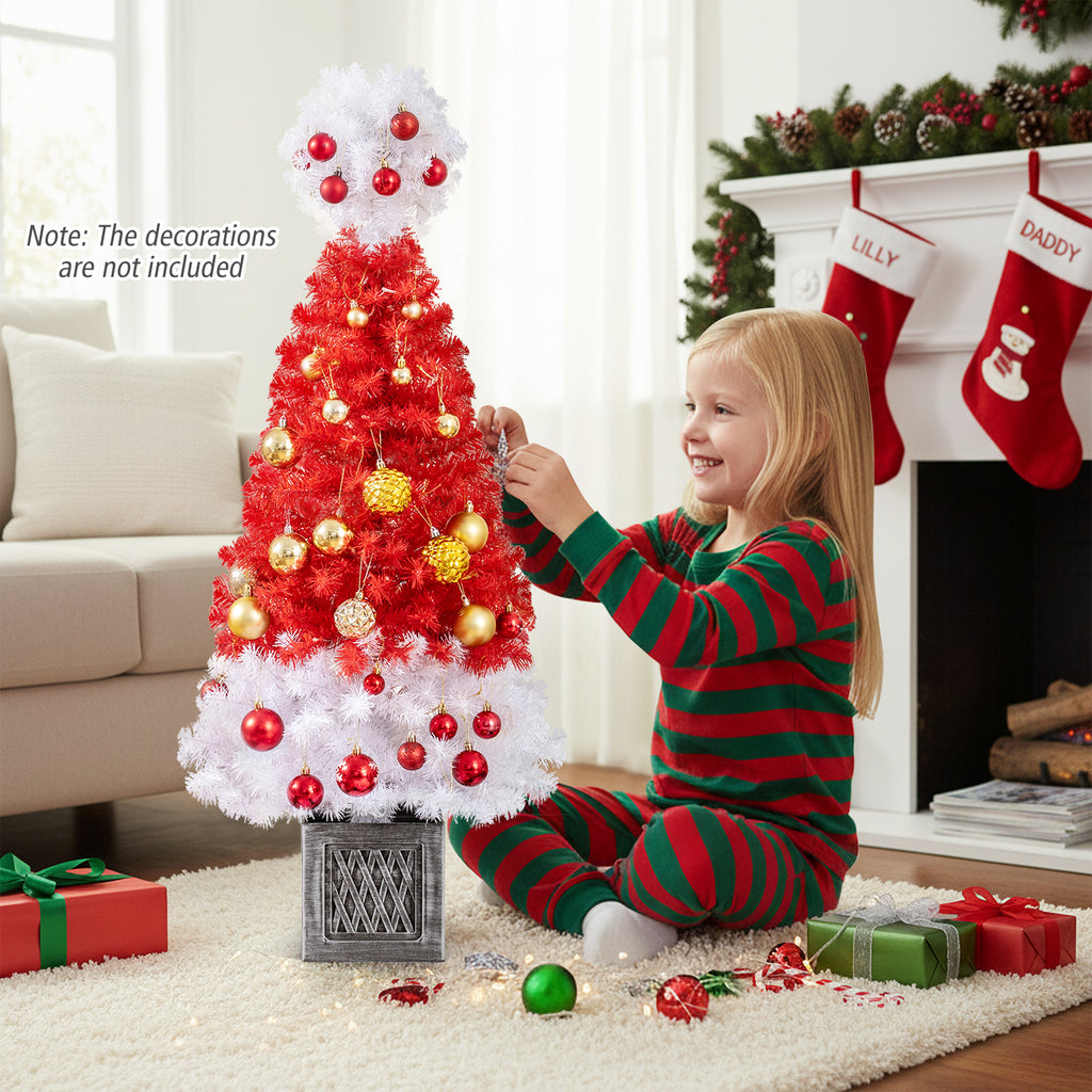 Set of 2 Artificial Christmas Trees 4 Feet with 300 Tips & 100 LED Lights