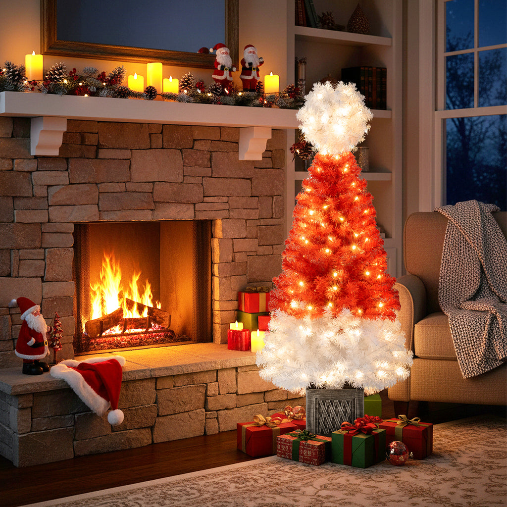 Set of 2 Artificial Christmas Trees 4 Feet with 300 Tips & 100 LED Lights