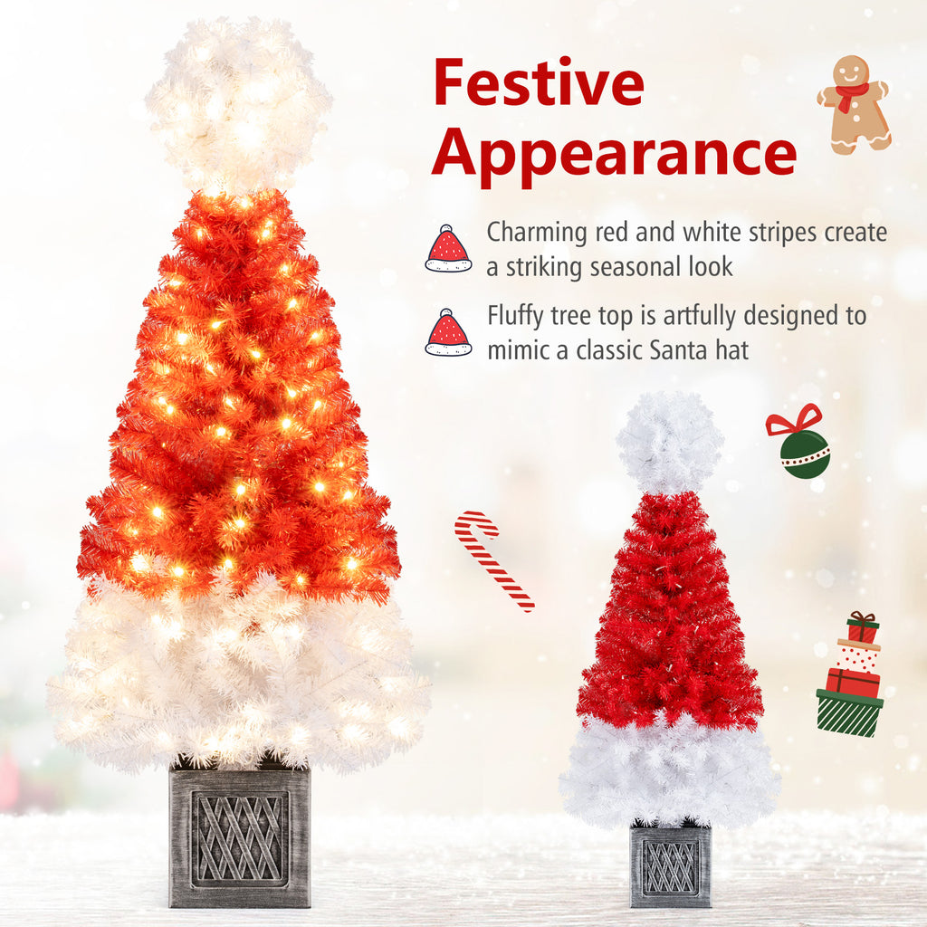 Set of 2 Artificial Christmas Trees 4 Feet with 300 Tips & 100 LED Lights