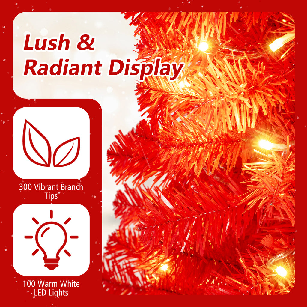 Set of 2 Artificial Christmas Trees 4 Feet with 300 Tips & 100 LED Lights