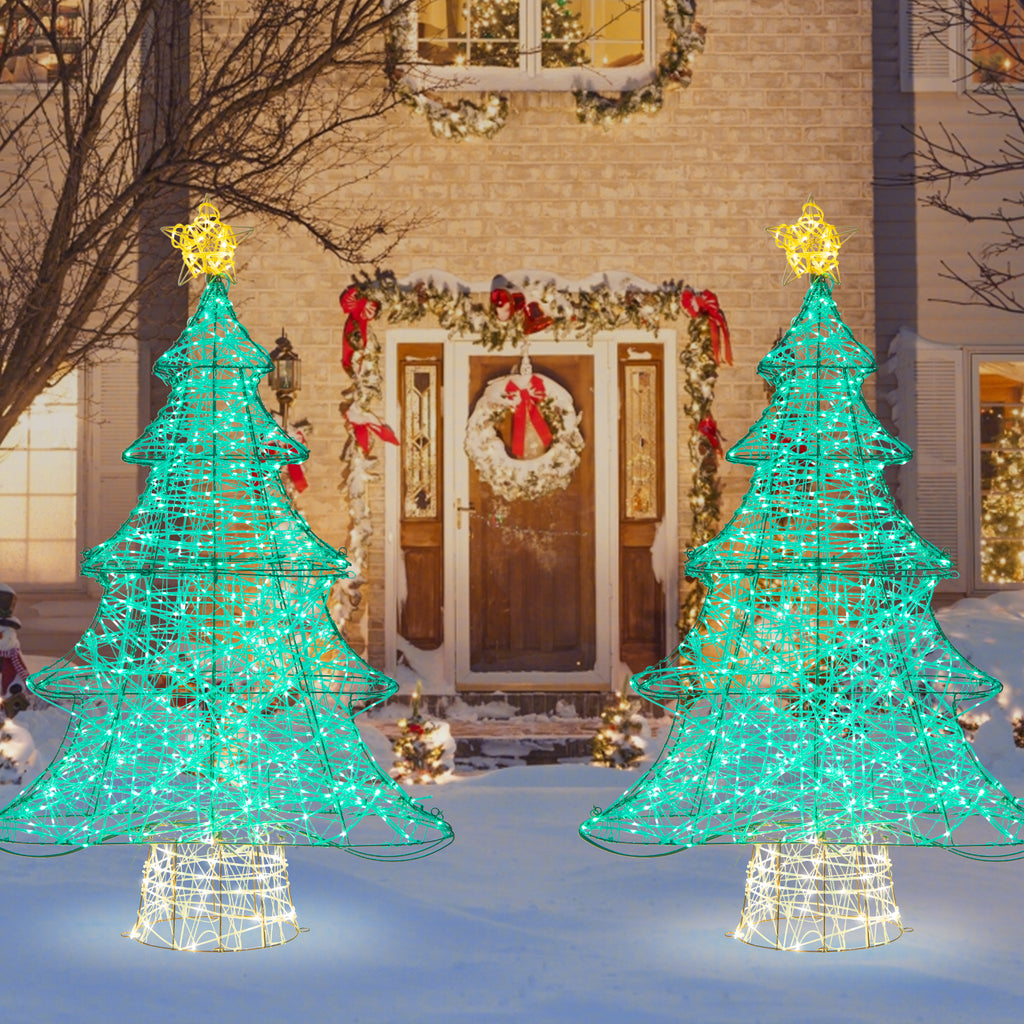 4ft Lighted Artificial Christmas Tree with 520 LED Lights & Top Star - Outdoor Decor
