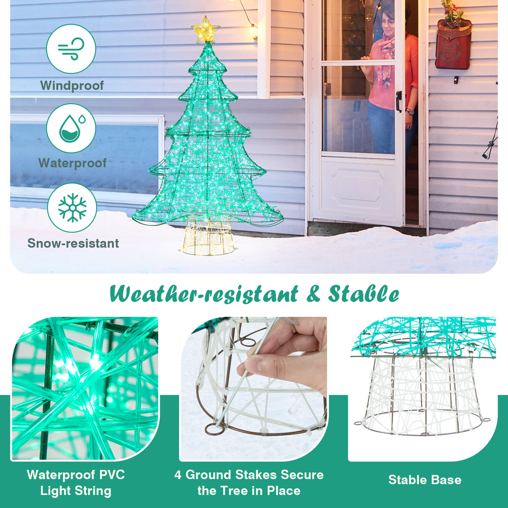 4ft Lighted Artificial Christmas Tree with 520 LED Lights & Top Star - Outdoor Decor