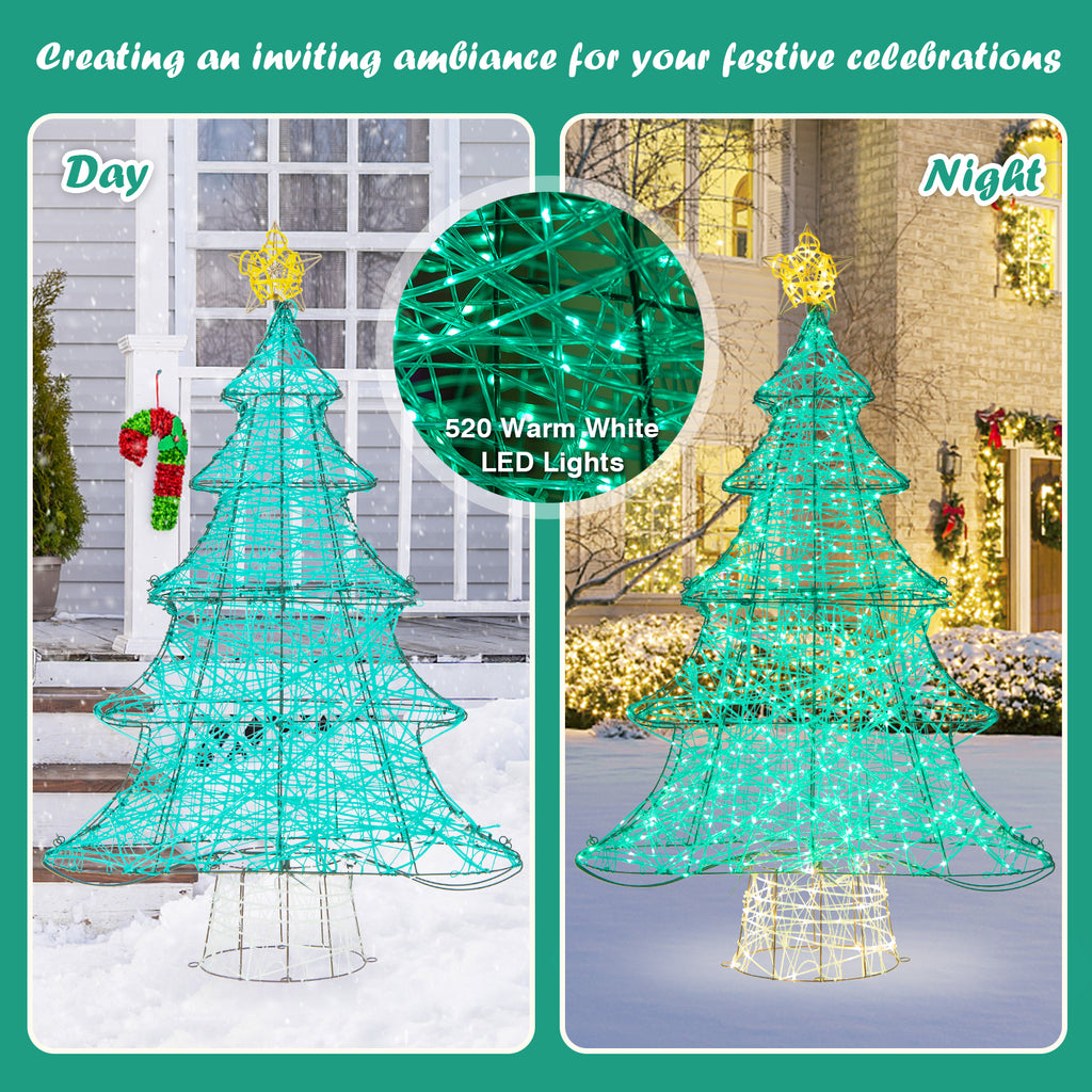4ft Lighted Artificial Christmas Tree with 520 LED Lights & Top Star - Outdoor Decor