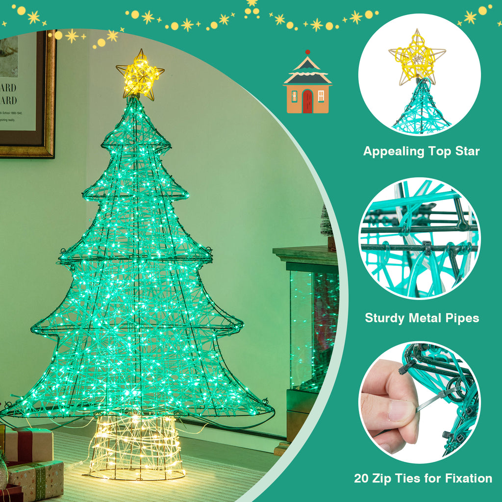 4ft Lighted Artificial Christmas Tree with 520 LED Lights & Top Star - Outdoor Decor