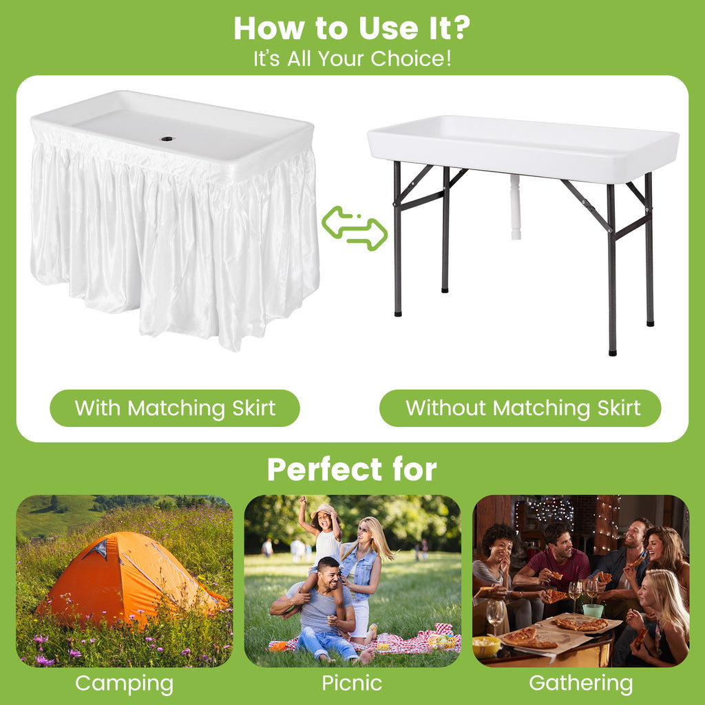 4 Feet Plastic Party Ice Folding Table with Matching Skirt and Bucket