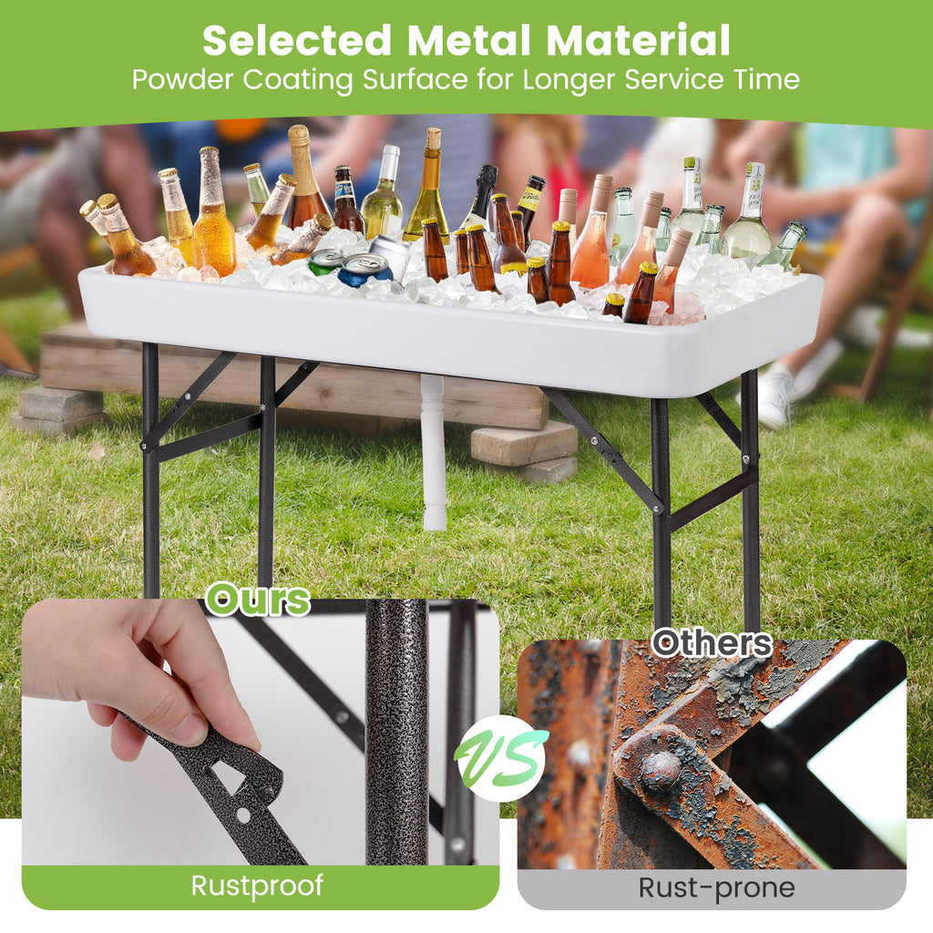 4 Feet Plastic Party Ice Folding Table with Matching Skirt and Bucket