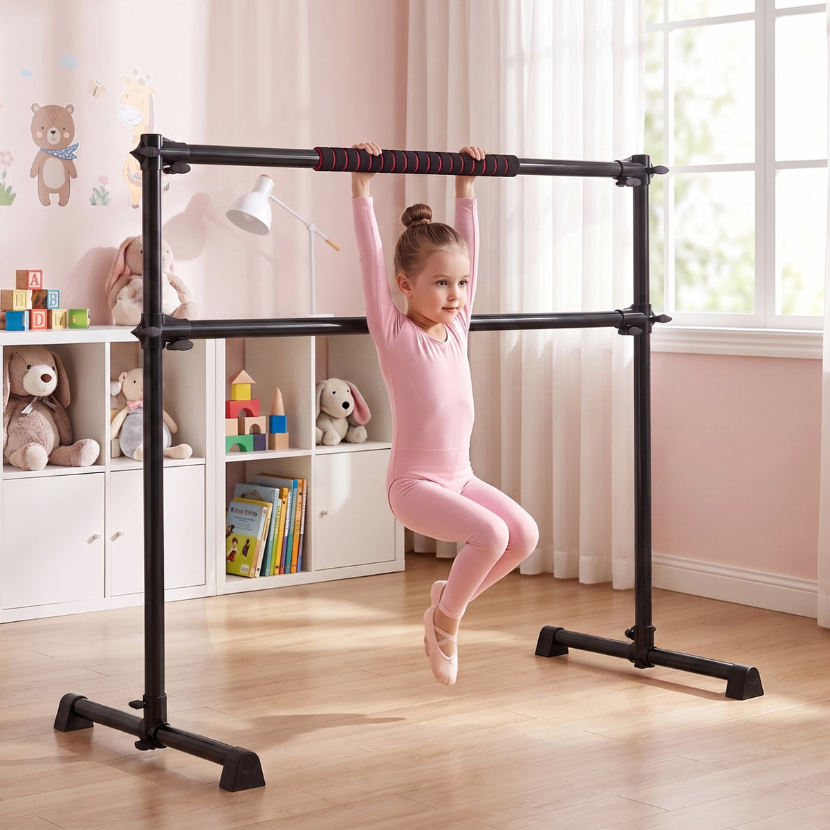 Portable Ballet Barre with Adjustable Height - 4 Feet, Black, Costway