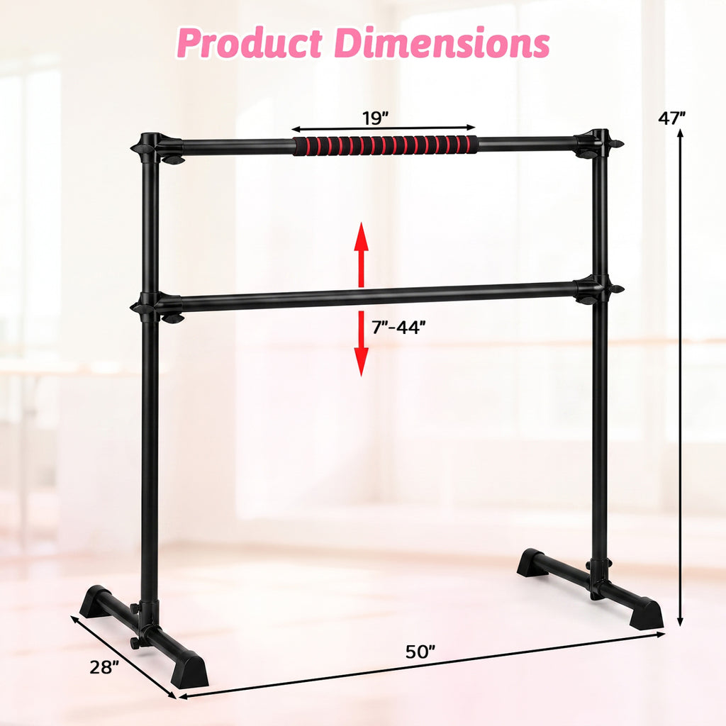 Portable Ballet Barre with Adjustable Height - 4 Feet, Black, Costway