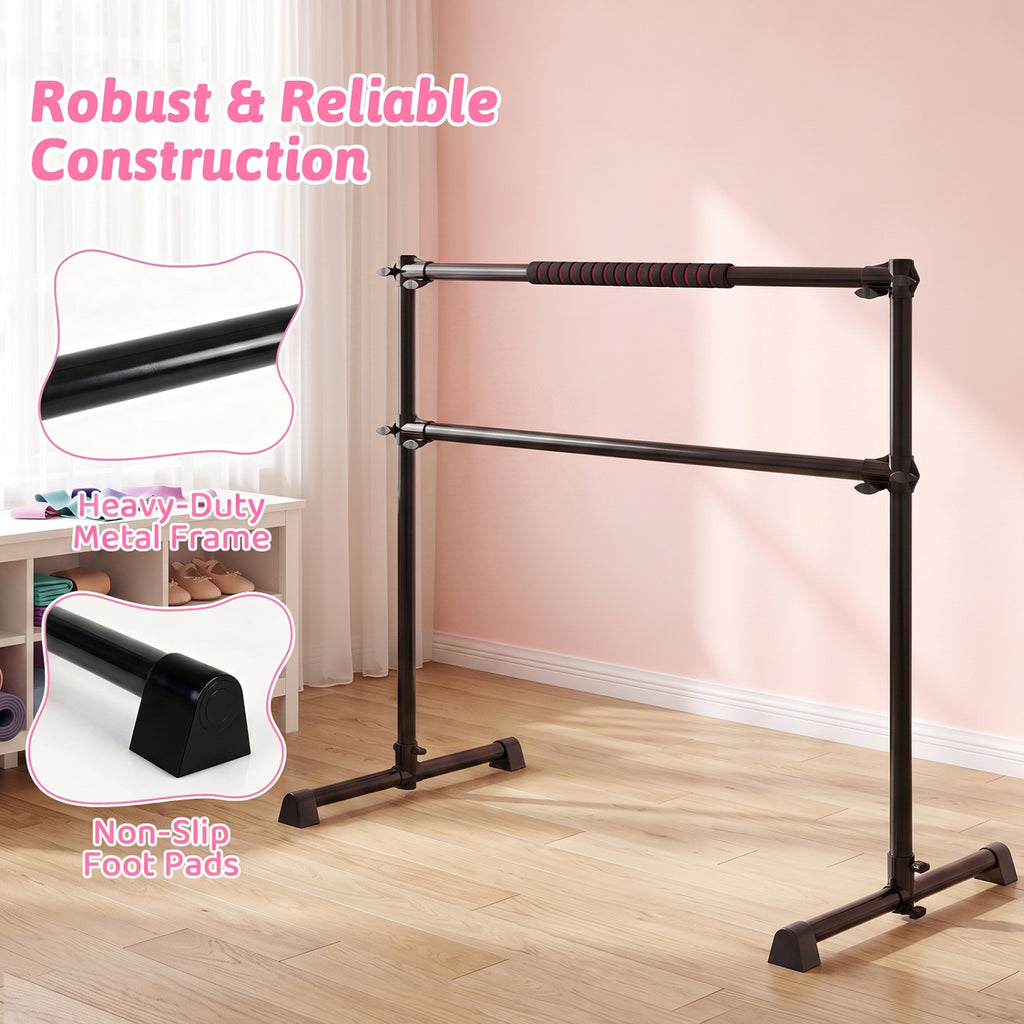 Portable Ballet Barre with Adjustable Height - 4 Feet, Black, Costway