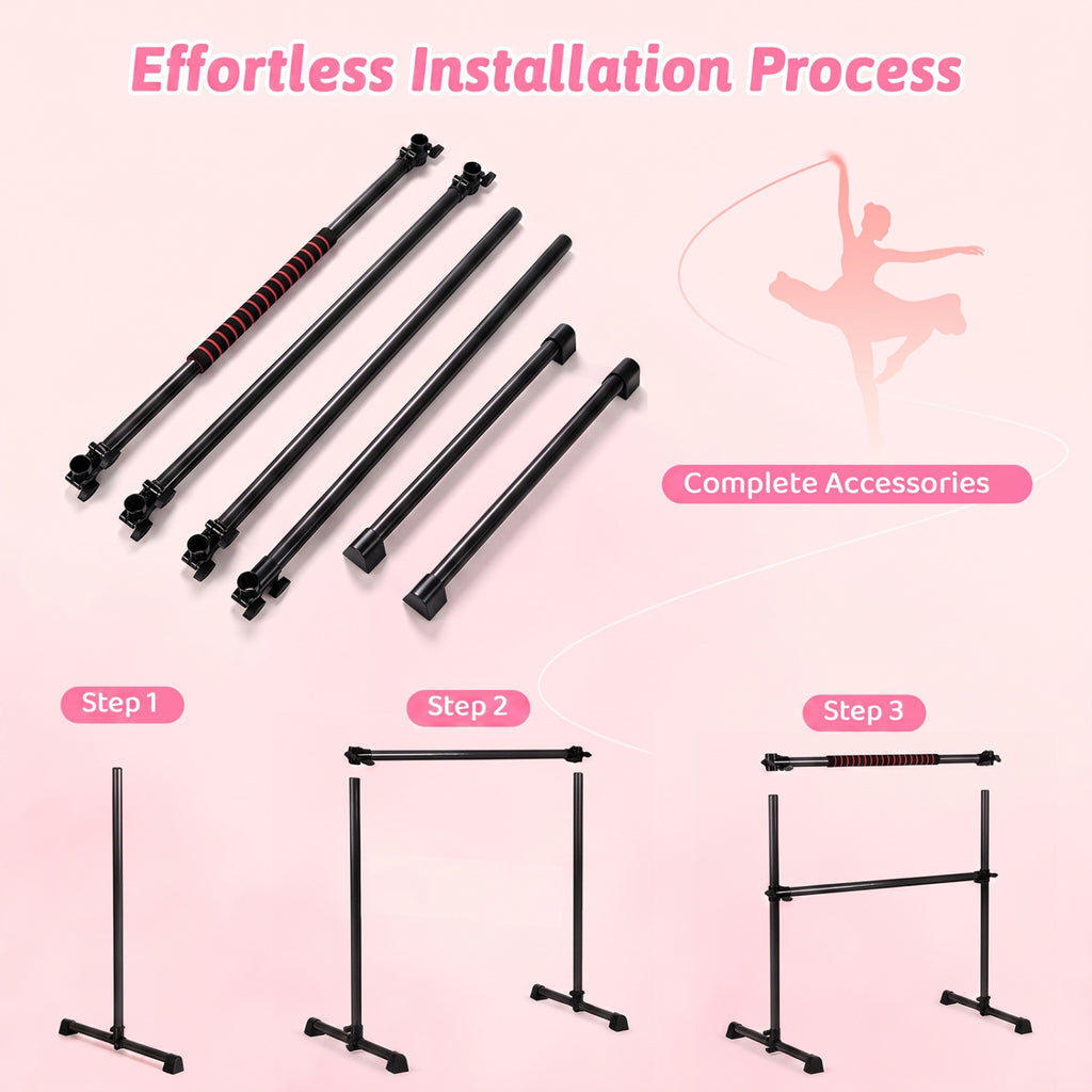 Portable Ballet Barre with Adjustable Height - 4 Feet, Black, Costway