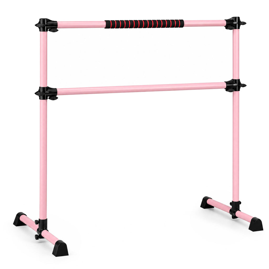4 Feet Portable Ballet Barre with Adjustable Height - Pink, Lightweight & Stable