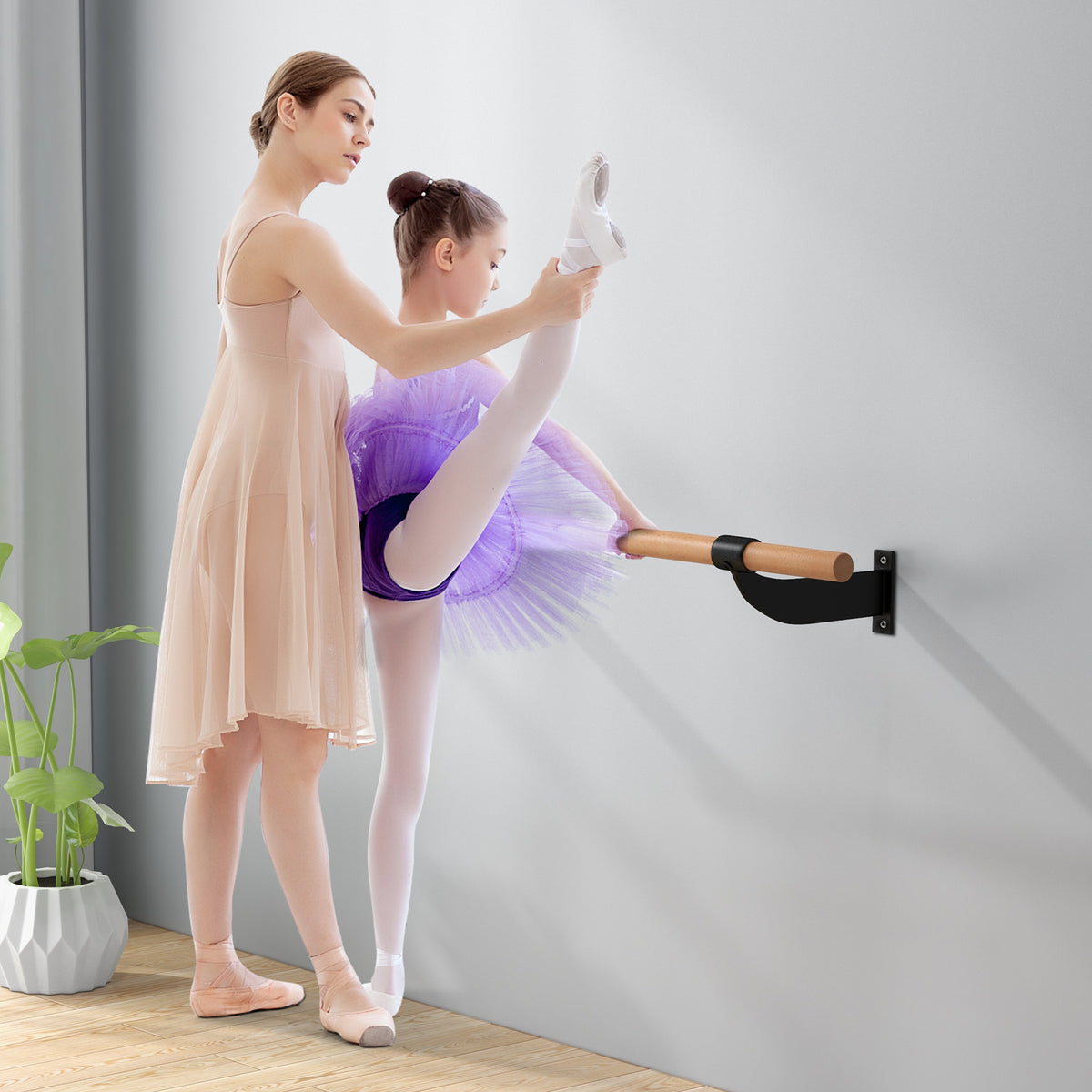 4 Feet Wall-Mounted Ballet Barre for Yoga and Dance - Black Variation