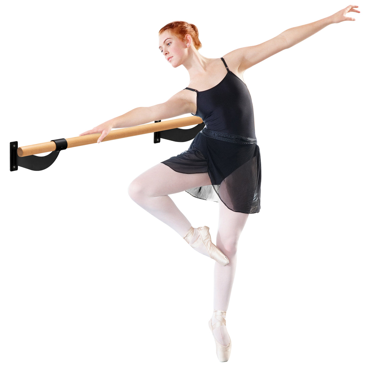 4 Feet Wall-Mounted Ballet Barre for Yoga and Dance - Black Variation