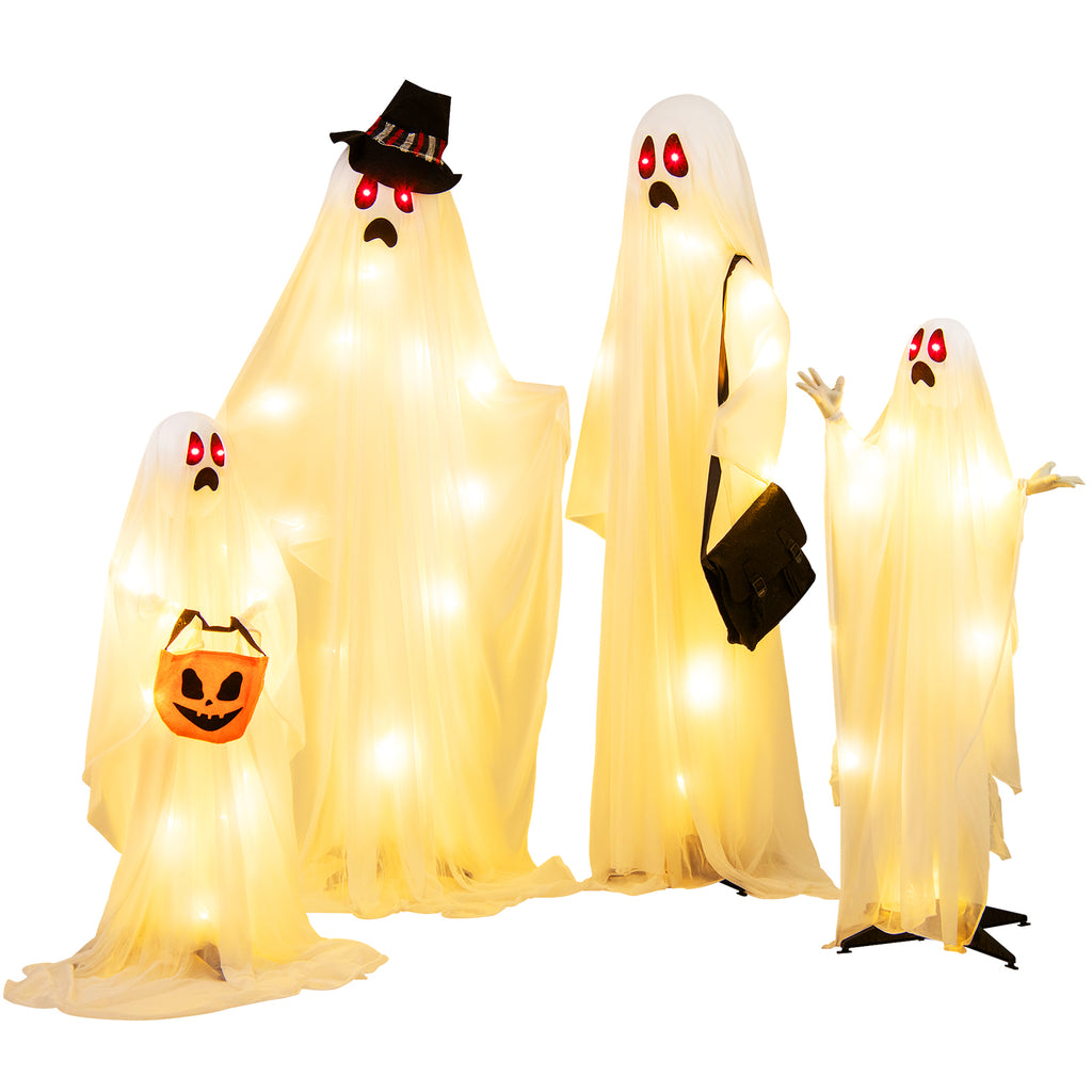 6 Ft Halloween Inflatable Ghost with Jack-O-Lantern & Dimming Infinity Mirror Light - Costway