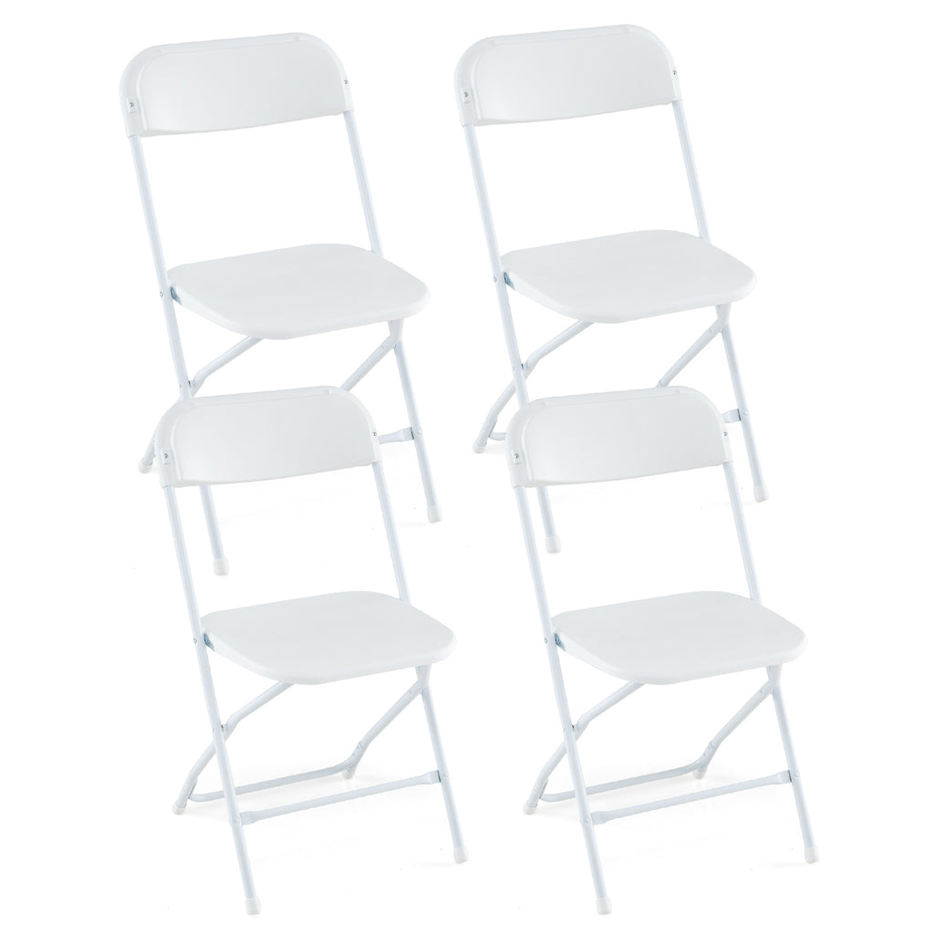 4-Pack Resin Folding Chairs with Padded Seat - Black