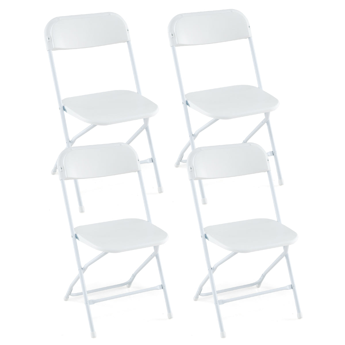 4 Pack Folding Stackable Chairs with Carrying Handle – White